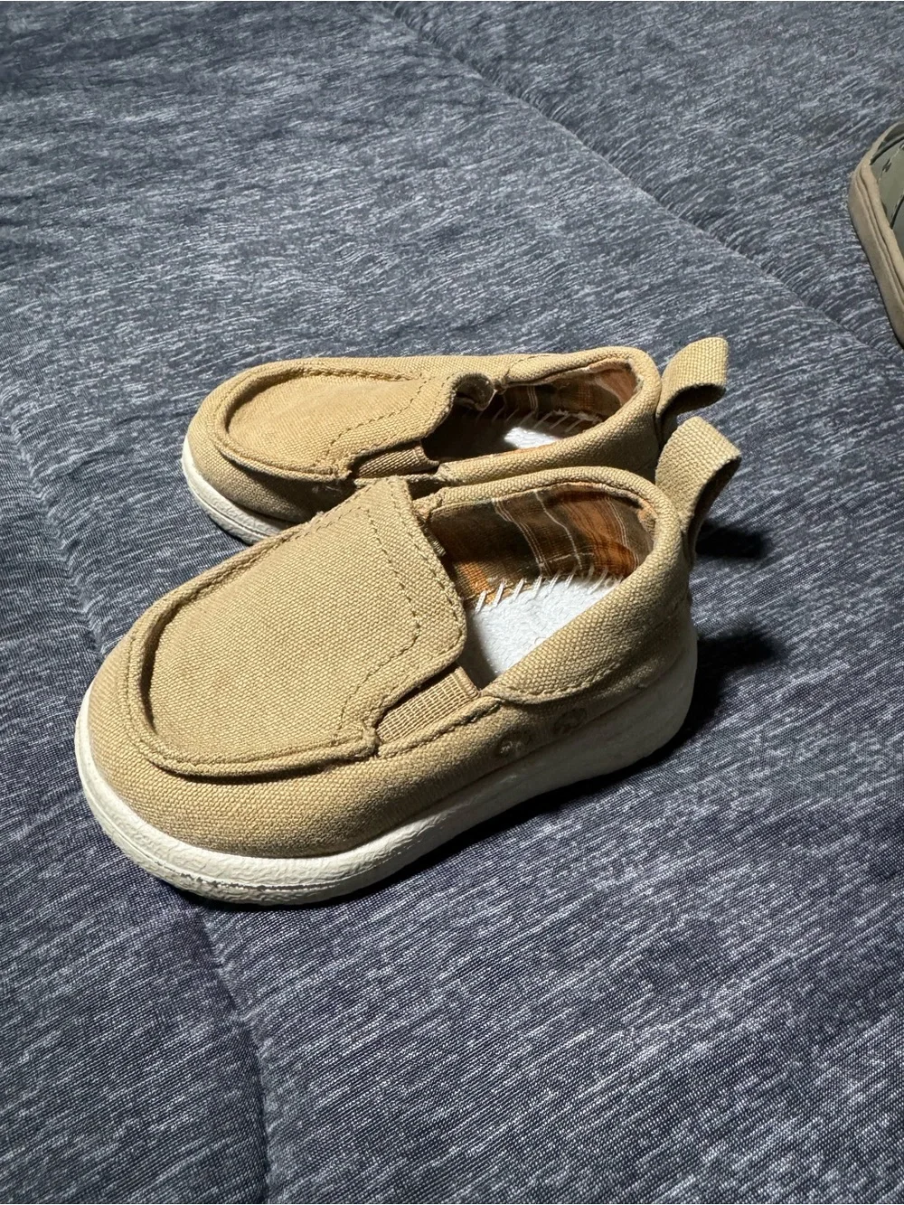 wonder nation Tan Canvas Slip-On Sneakers for Kids